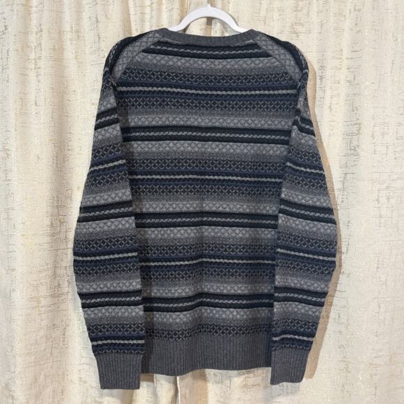 Brooks Brothers Sweater Italian‎ Yarn Fair Isle Sweater Grandpa Grey Men's Large - Picture 2 of 4
